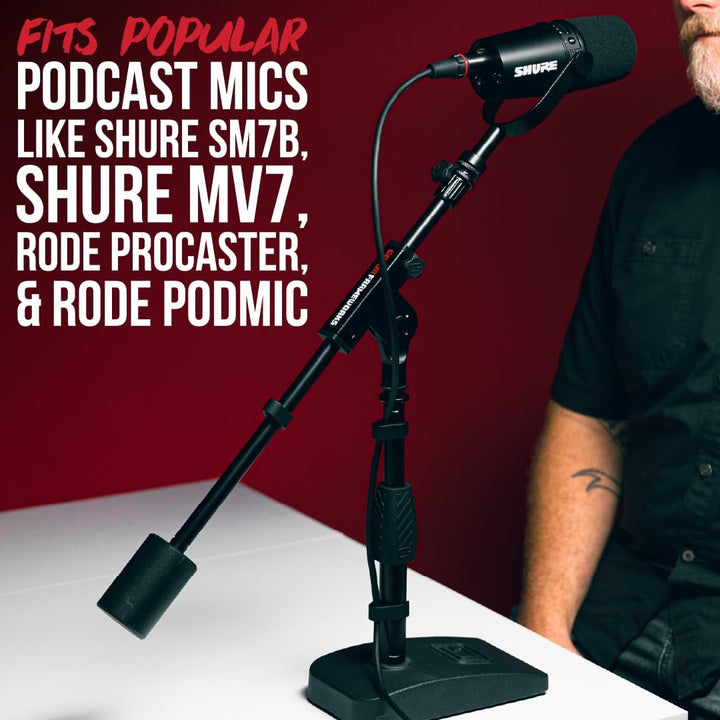 Gator Frameworks Short Weighted Base Microphone Stand with Telescopic Boom Arm and 2.5 Lbs Counter W