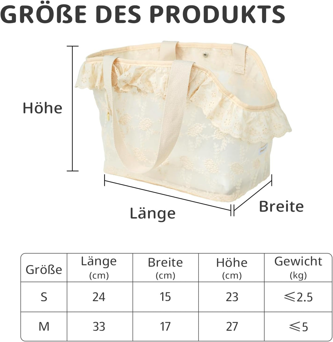 ONECUTE Hundetasche/Tragetasche für Hunde, Spitze, klein, für Hunde und Katzen und Kaninchen, Beige