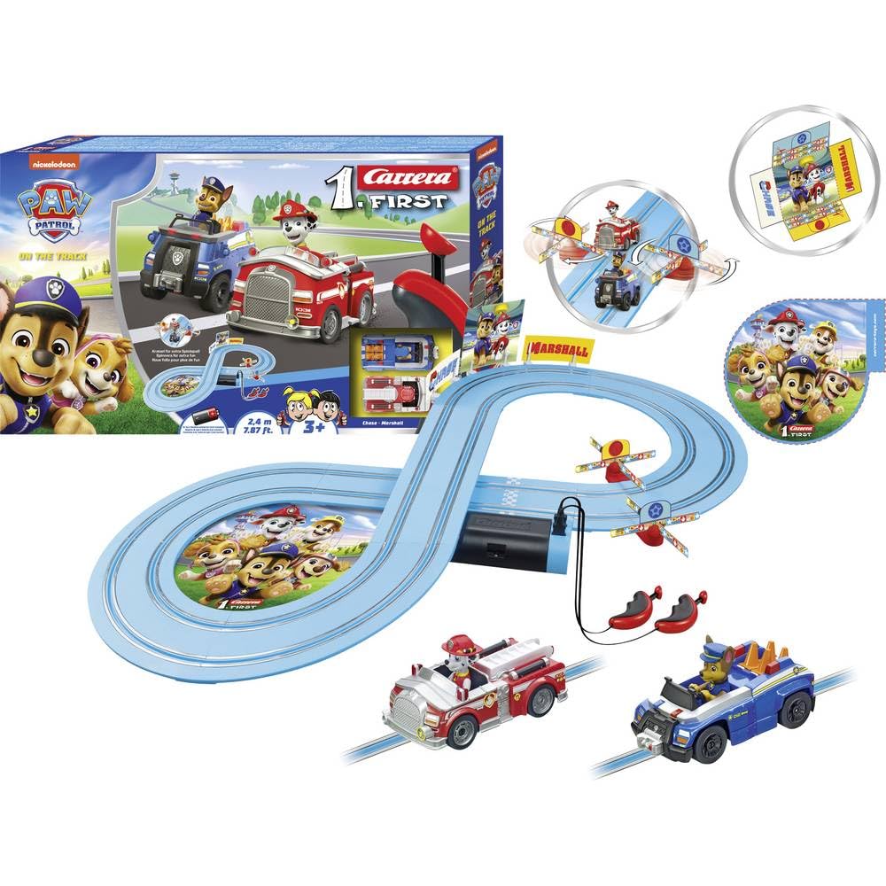 Carrera First PAW Patrol, On The Track – Spielbahn mit Chase & Marshall, kindgerechte Handregler, 2,