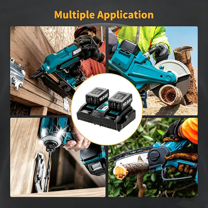 2 X 18V 10.0Ah Akku mit Ladegerät DC18RD 6A Ersatzakku für Makita Akku 18V | BL1850 BL1850B BL1830 B