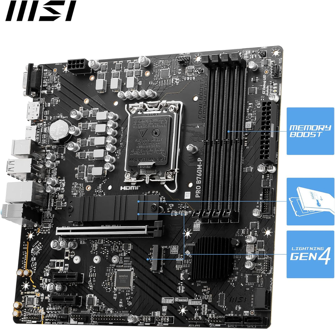 MSI PRO B760M-P Motherboard, Micro-ATX - Unterstützt Intel Core Prozessoren der 12. und 13. Generati