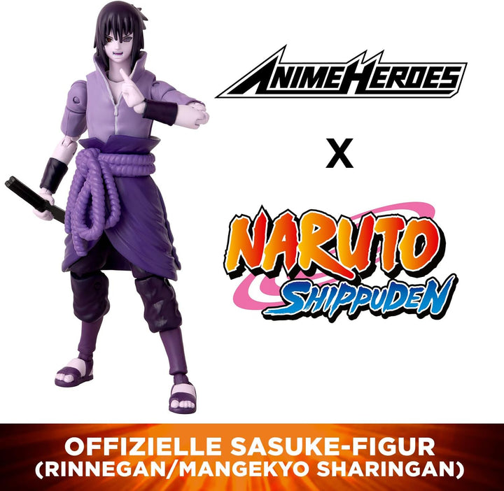 Bandai – Anime Heroes – Naruto Shippuden – Anime Heroes-Figur Sasuke 17 cm – Uchiwa Sasuke Rinnegan