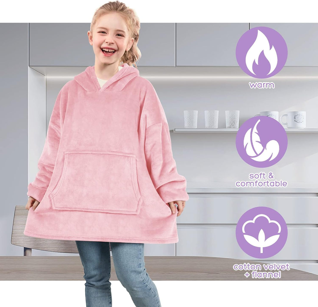 Uplayteck Übergrosse Hoodie Decke zum Anziehen Kinder, Super Weiche und Warme Oversize Flanell Pullo
