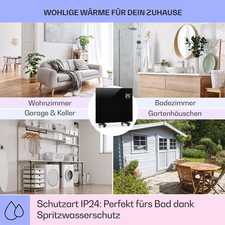 Klarstein Elektroheizung, Konvektor-Heizung mit Bodenrollen, Mobile Energiesparend, Leise , Standger
