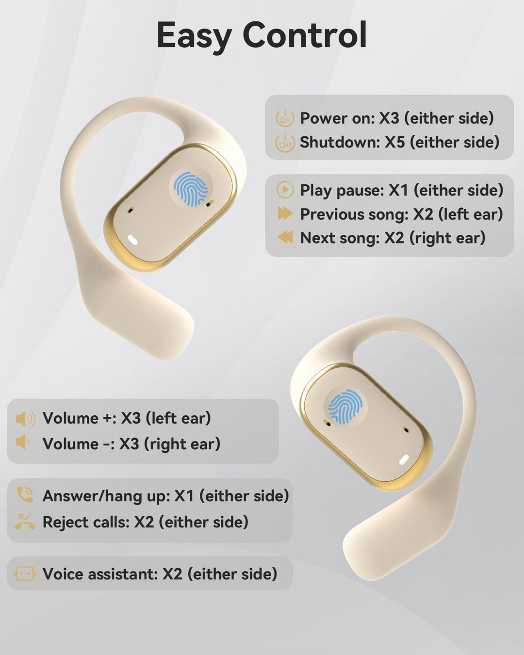 SANOTO Open Ear Kopfhörer Bluetooth 5.3, Touch Controlled Air Conduction Ohrhörer Kopfhörer Kabellos