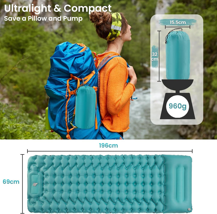 Satisure Wasserdicht Isomatte Camping Aufblasbare Matratze, Camping Matratze Outdoor, Ultraleicht Lu