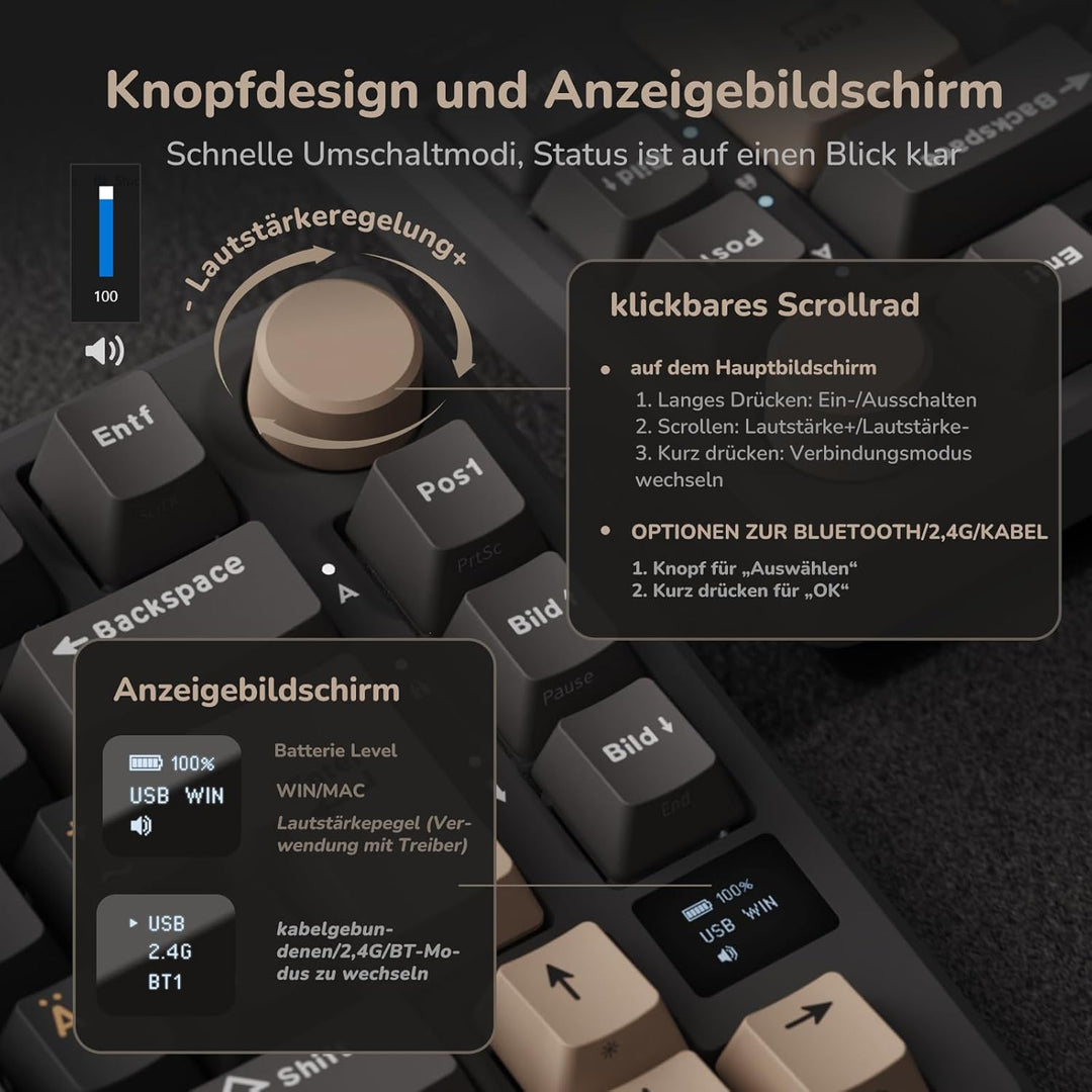 RK ROYAL KLUDGE M75 Gaming Tastatur kabellos 75% Prozent TKL Mechanische Tastatur RGB 2,4 GHz Wirele