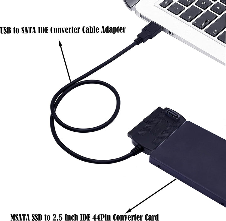 GINTOOYUN MSATA Mini PCI-E SSD auf 2,5-Zoll-IDE 44Pin-Konverterkarte mit Shell, Schwarz für Notebook