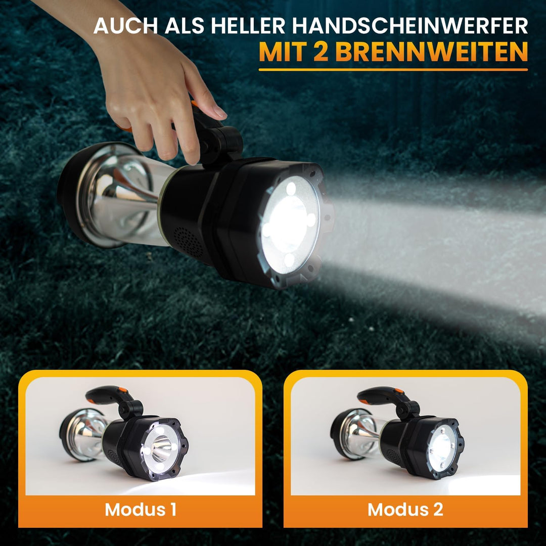 SELBST-SICHER 4in1 LED Laterne mit Batterie | Notfallradio | Powerbank | Handyladegerät | SOS-Sirene