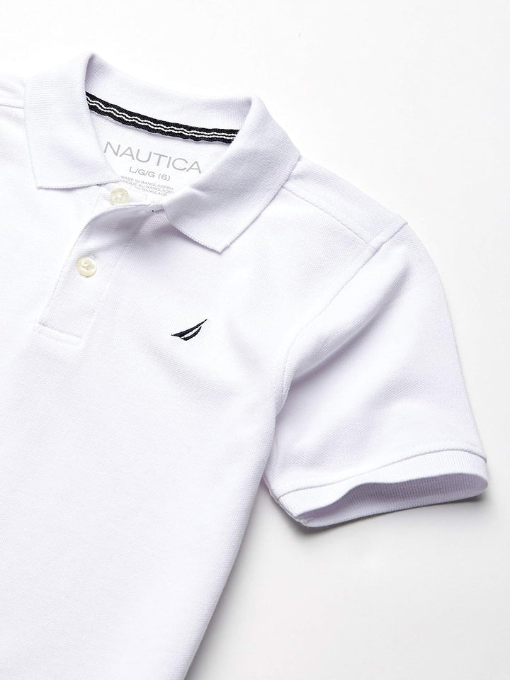 Nautica Jungen Legacy Short Sleeve Anchor Polo, Button Closure, Soft & Comfortable, Pique Fabric Pol