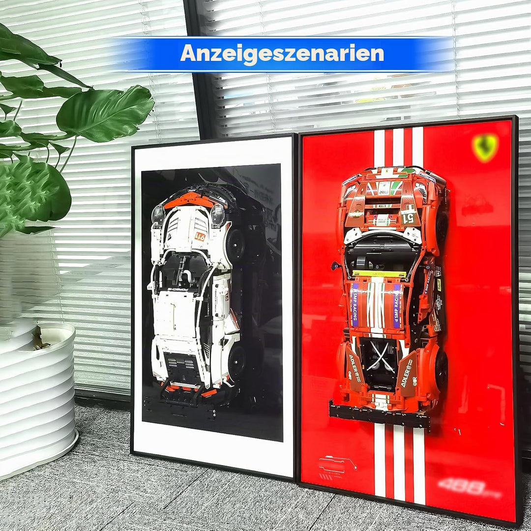 Display-Wand für Ferrari 488 GTE Rennwagen Modell 42125 Premium Wandmontierbar Für Lego Technic Form