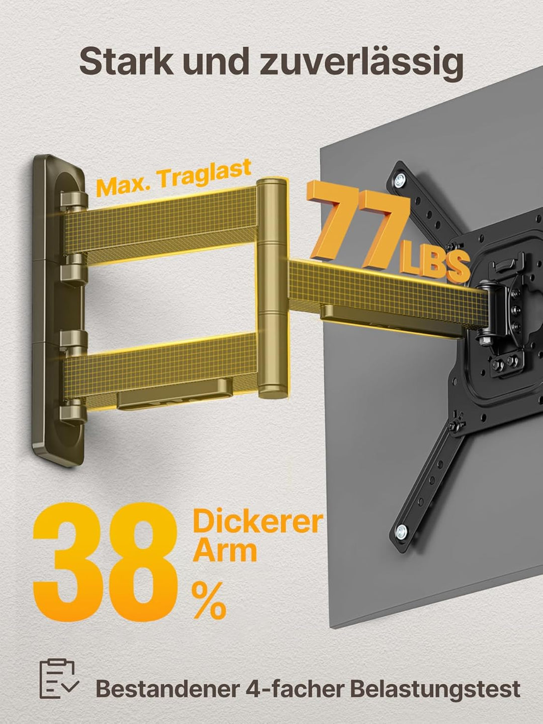 monTEK TV Wandhalterung für 23-65 Zoll Flach &amp; Curved Monitor bis zu 35kg, Schwenkbare und Neigbare