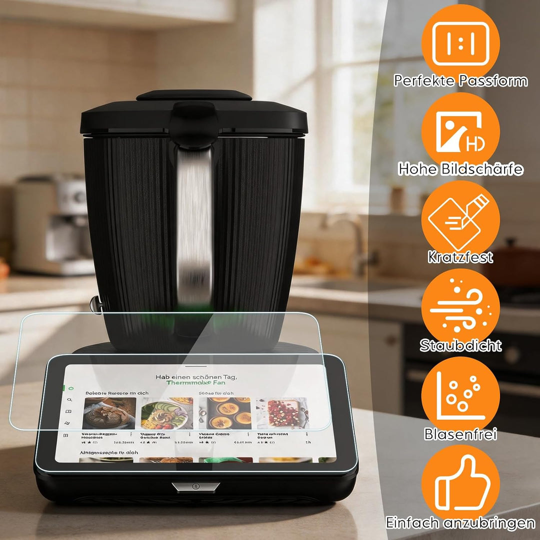3-in-1 Displayschutz Set für Thermomix TM7 – Silikon Displayabdeckung + 2x 9H Panzerglas Schutzfolie