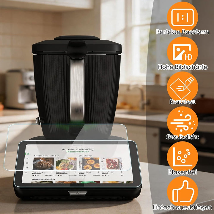 3-in-1 Displayschutz Set für Thermomix TM7 – Silikon Displayabdeckung + 2x 9H Panzerglas Schutzfolie