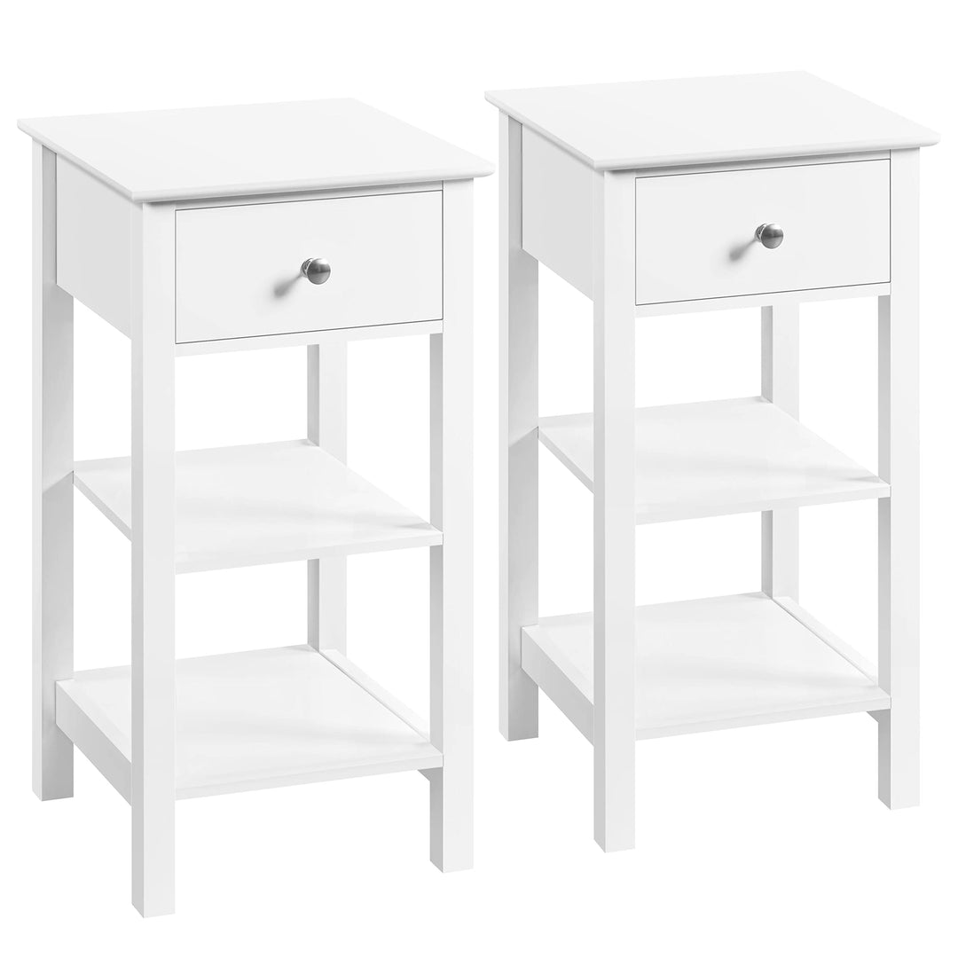 Yaheetech 2er Set Nachttisch weiss, Nachtschrank mit Schublade & 2 Abalgen, Moderne Nachtkommode für