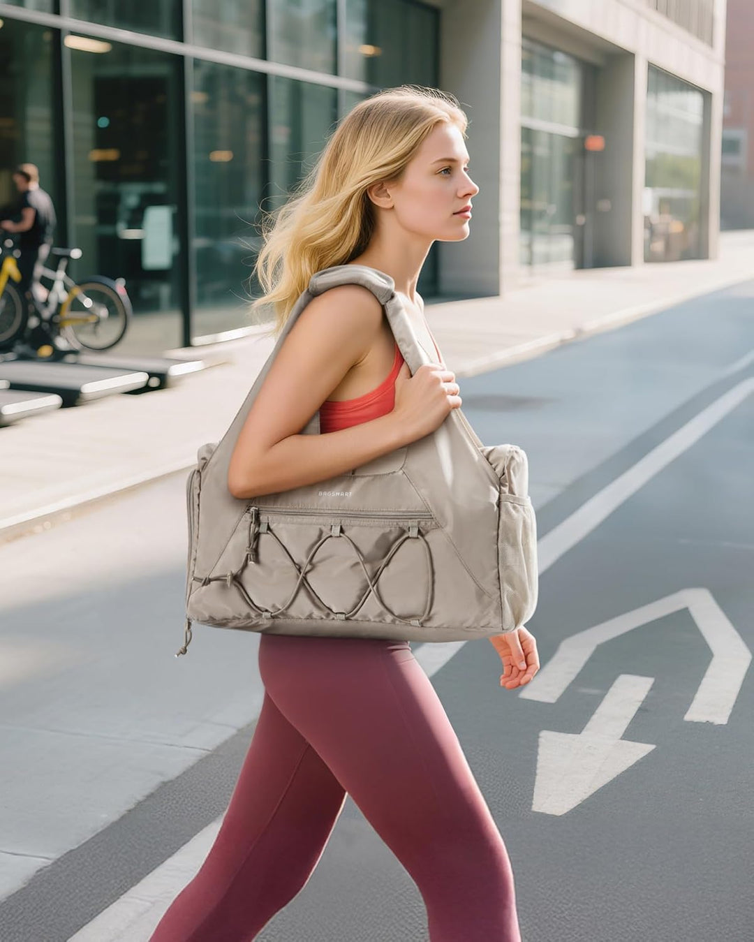 BAGSMART Sporttasche für Damen, leichte Reisetasche mit Schuhfach, Weekender mit Nassfach, Workout-Y