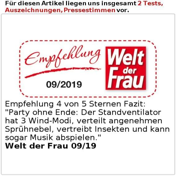 Sichler Haushaltsgeräte Kühlender Ventilator: Sprühnebel-Standventilator, Anti-Insekten, MP3-Player,