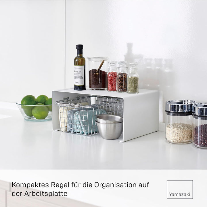 Yamazaki 3791 TOWER Stapelbares Küchenregal, weiss, Stahl, Minimalistisches Design, Weiss