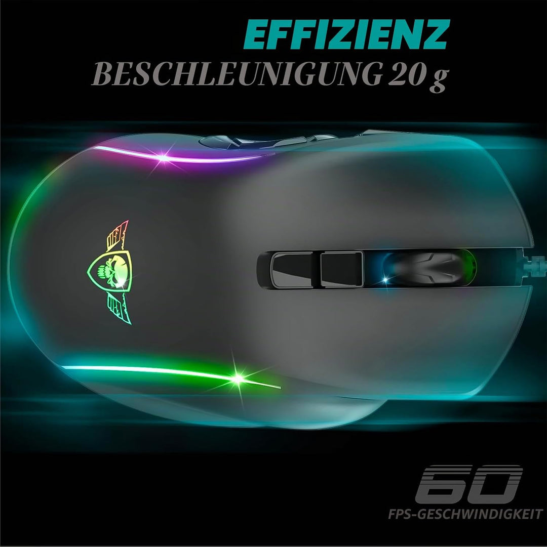 SPIRIT OF GAMER x ELITE M30 | PC Gaming Maus mit Kabel | 10 Programmierbare Tasten | Optischer Senso