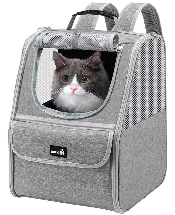 pecute Katzenrucksack Haustier Rucksack mit Netzfenster, Tragbare und Faltbare Katzentasche, Atmungs