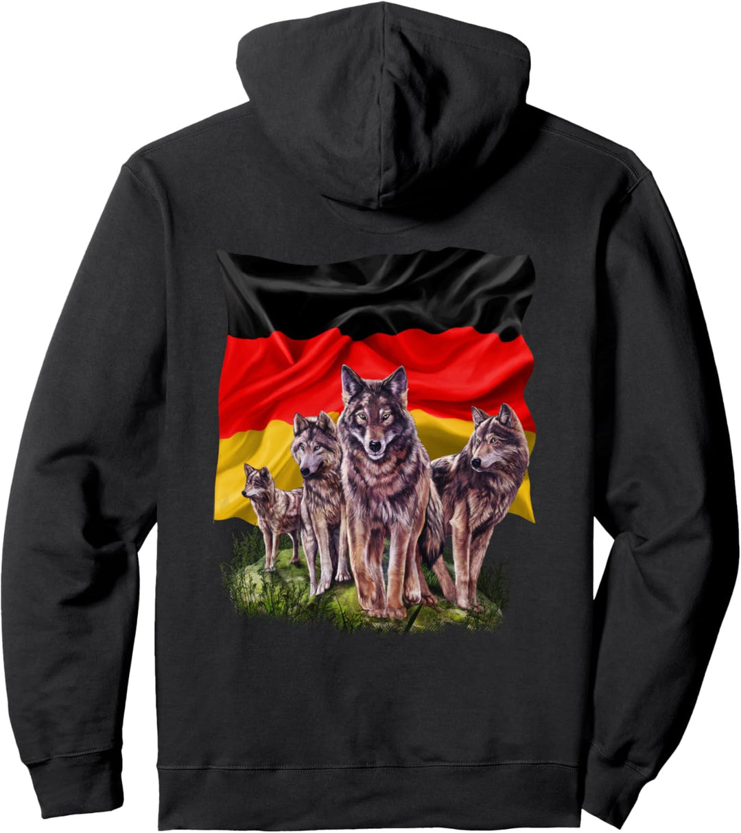 Wolf mit deutscher Flagge Pullover Hoodie