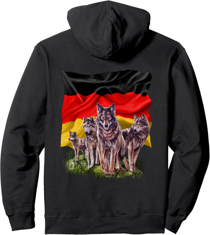Wolf mit deutscher Flagge Pullover Hoodie