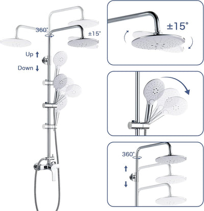 kisimixer Duschsystem mit Einhebelmischer - Regendusche Duschset mit 2 Strahlarten(8 Zoll), Duschkop