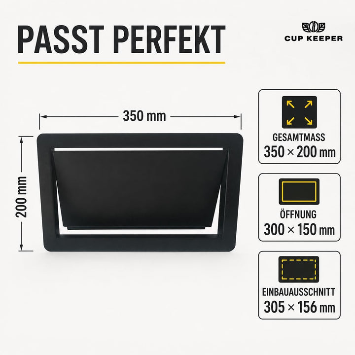Müllklappe aus pulverbeschichtetem Stahl 350 × 200 mm zum Einbau | Schwarz | Ideal für Cafés, Restau