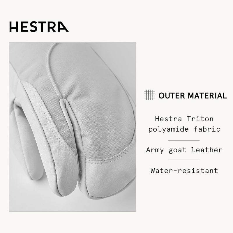 Hestra Heli Skihandschuhe für Damen, klassischer 3-Finger-Leder-Schneehandschuh zum Skifahren, Snowb