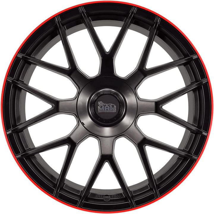 MAM Felgen MAM GT1 19 Zoll Alufelge 9,5J 5/112 ET30 66,6 MATT BLACK LIP RED, 9.5X19
