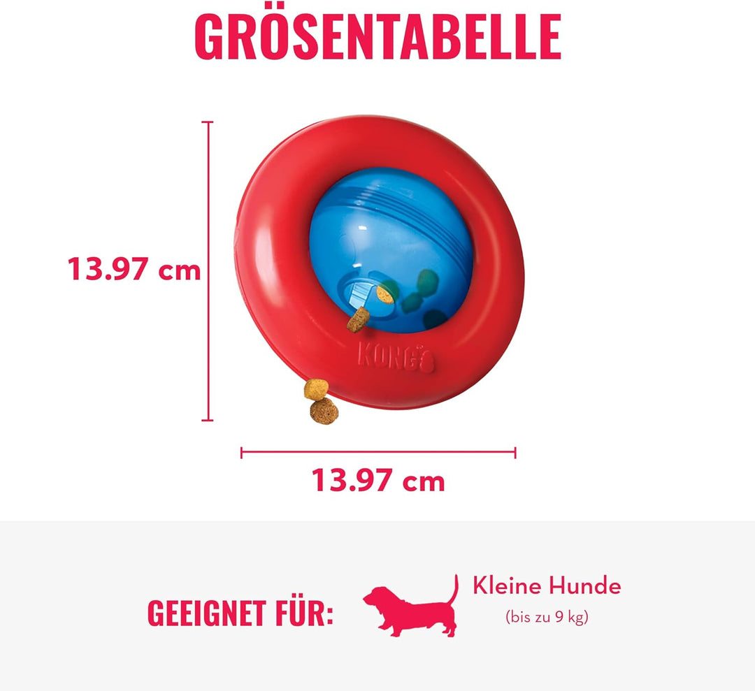 KONG Gyro - Interaktives Hundespielzeug mit Leckerlispender - Slow Feeder für Gesundes Fressen - Für