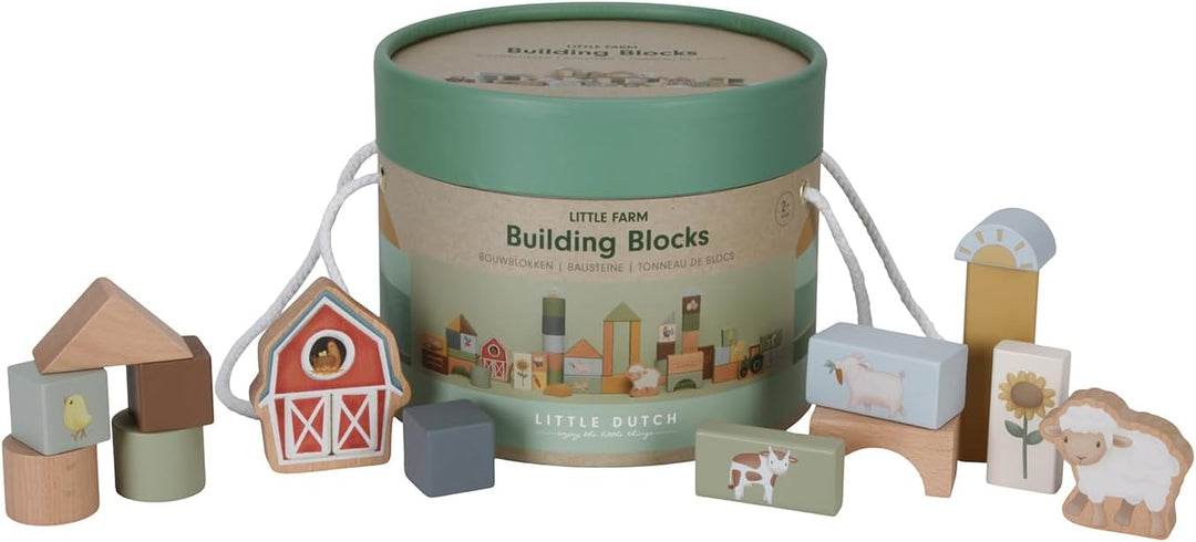 Little Dutch 7145 FSC Holz Bauklötze 50 Stück in Box grün - Little Farm