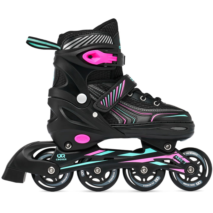 Optima Inline Skates Inliner für Kinder Erwachsene verstellbar 39-42 (24cm-26,5cm) Mint/Pink, 39-42