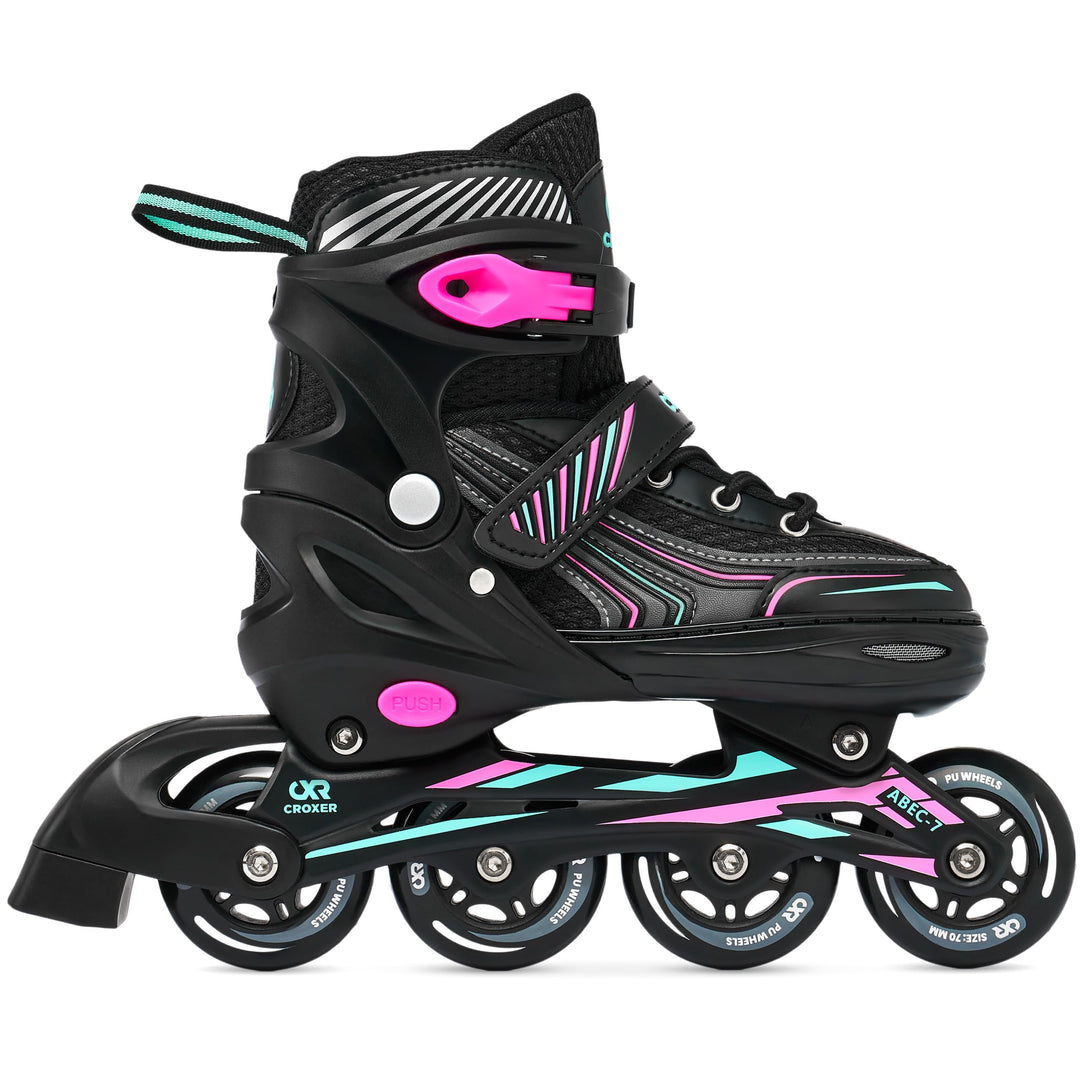 Optima Inline Skates Inliner für Kinder Erwachsene verstellbar 39-42 (24cm-26,5cm) Mint/Pink, 39-42