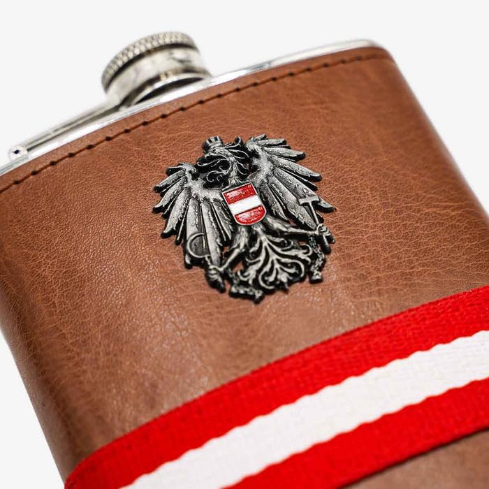 Österreich Adler Flachmann mit Metall Emblem - Klassiker - 207ml