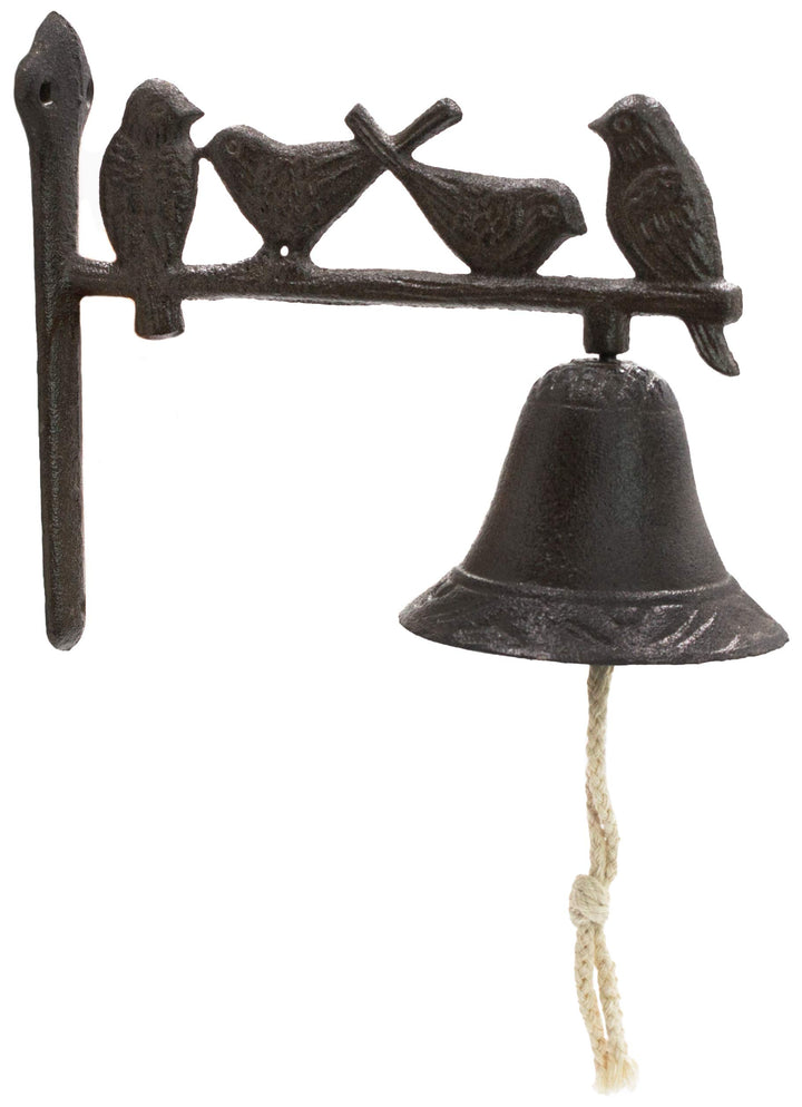Glocke mit Klöppel Motiv Vögel Gusseisen Türglocke Wandglocke Gartenglocke Motiv Vogel, Motiv Vogel