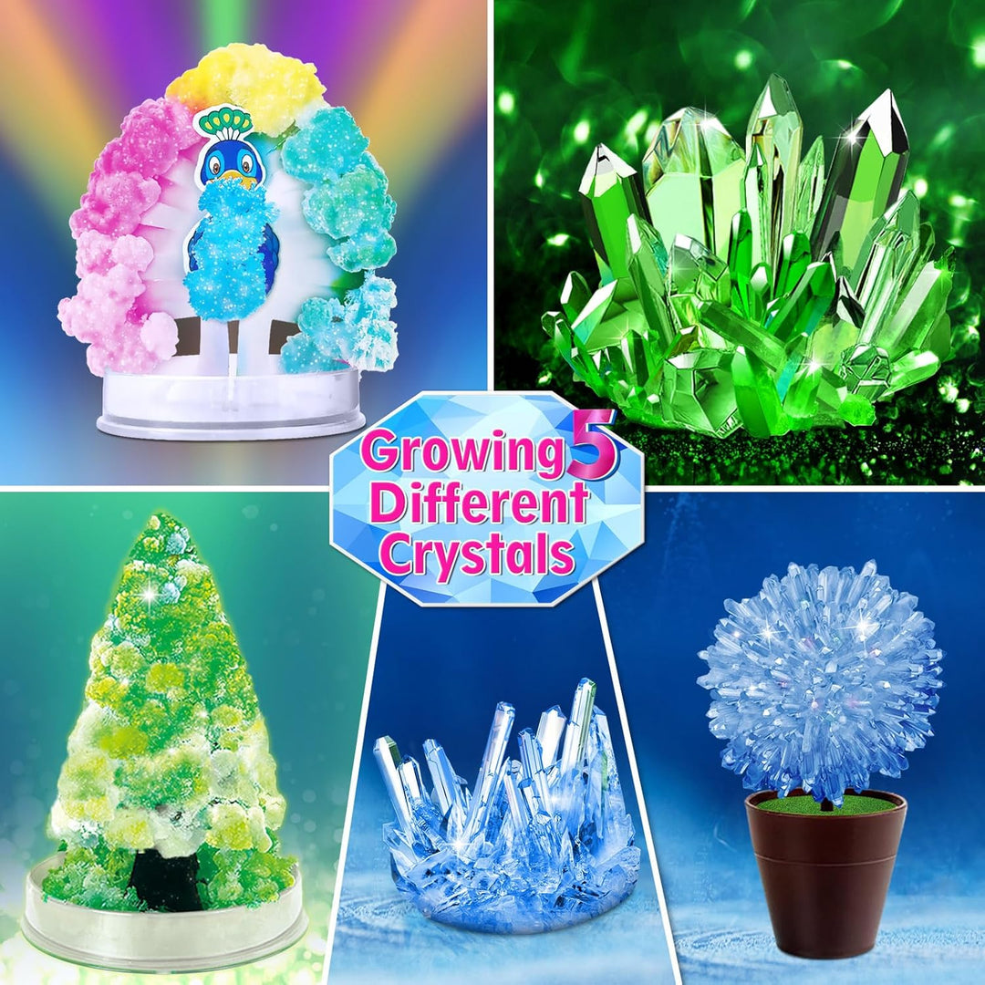 UNGLINGA Crystal Growing Kit, 5 Kristall-Zucht Experimentierset, Kristalle in deinen Lieblingsfarben