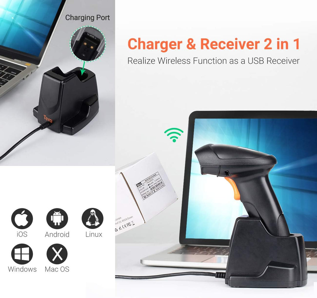 Tera Pro Extreme Leistung 1MP-Kamera Barcodescanner QR 2D 1D Bluetooth Barcode Scanner Wireless 2,4G