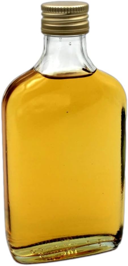 gouveo 24er Set Glasflasche 100 ml (0,10 l) Glasflasche 100 ml Flachmann Schraubverschluss PP28 mit