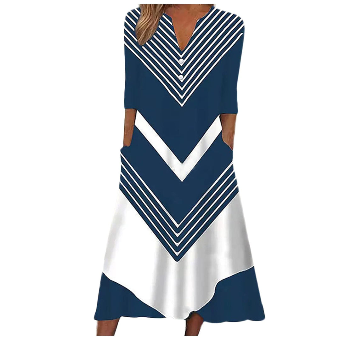 Italienische Kleider Damen V Ausschnitt Sommerkleid Damen Wadenlang Luftige Sommerkleider A Linie Mi