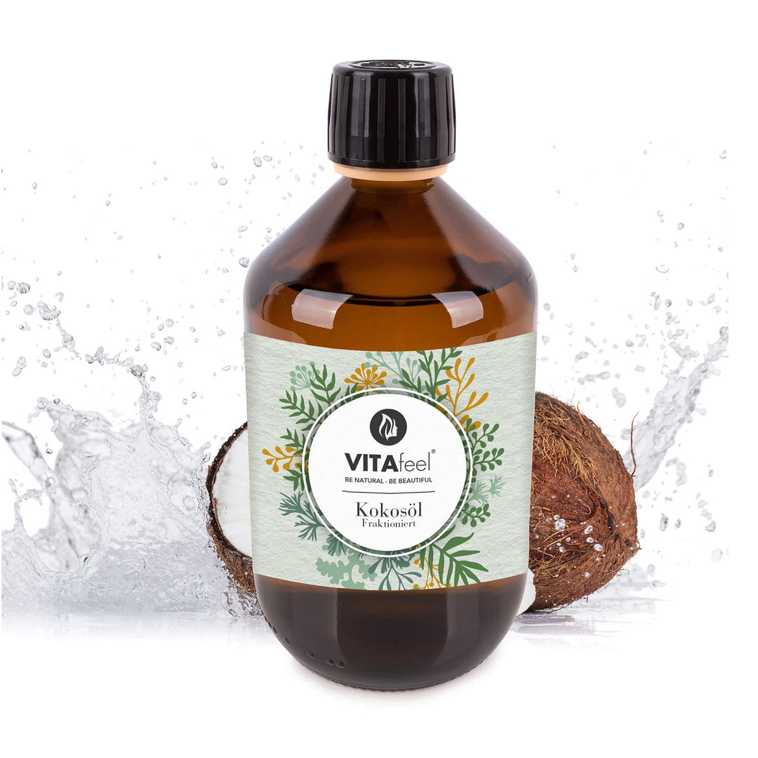VitaFeel Kokosöl fraktioniert, 2er Pack (2 x 500 ml) in Glasflasche inkl. Pumper