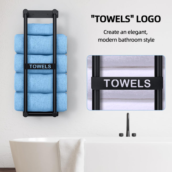 STWWO Handtuchregal Badezimmer Wand Handtuchhalter Schwarz 56cm Gästehandtuchhalter Wandmontage 3X G