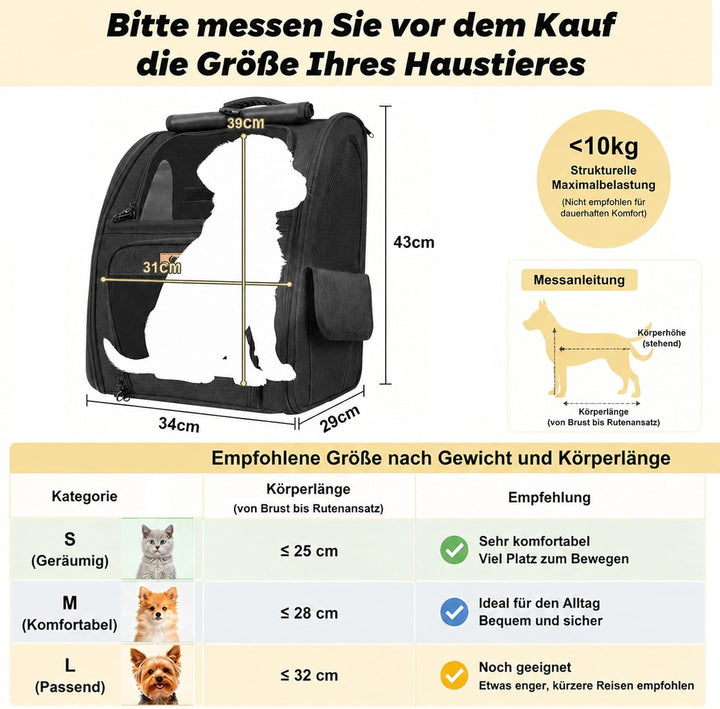 Aystkniet Hunderucksack, Katzenrucksack mit 270° Rundumbelüftung und 3-fachem Einstieg, Faltbare Hau