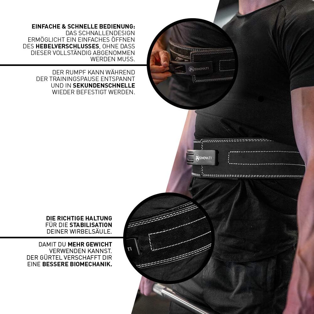 SINOVATI Premium Gewichthebergürtel KDK Gürtel aus Rindsleder mit Schnalle, Weightlifting Lever Belt