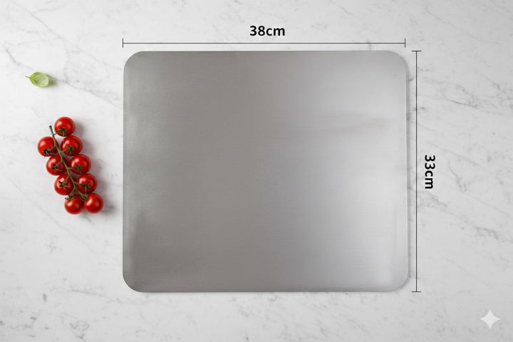 Backstahl für Pizza und Brot 38 x 33 cm / 8 mm Stärke. Premium Pizzastein aus hochwertigem Stahl. Pi