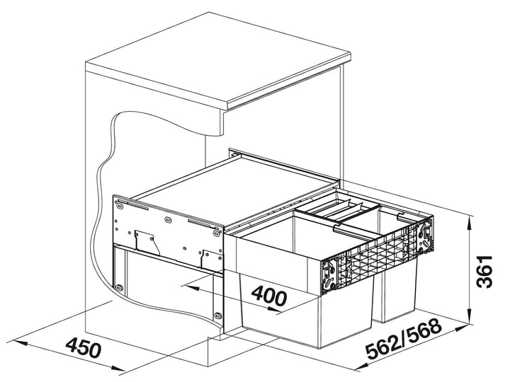 BLANCO SELECT II XL 60/3 | Kunststoff, Aluminium | 60er Unterschrank | Auszugssystem zur Frontanbind