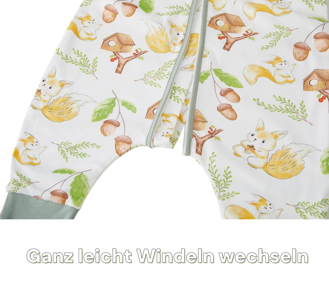 Chilsuessy Baby Schlafsack mit Beinen 1.5 Tog Schlafsack 100% Baumwolle Ganzjahres Schlafsack mit Fü