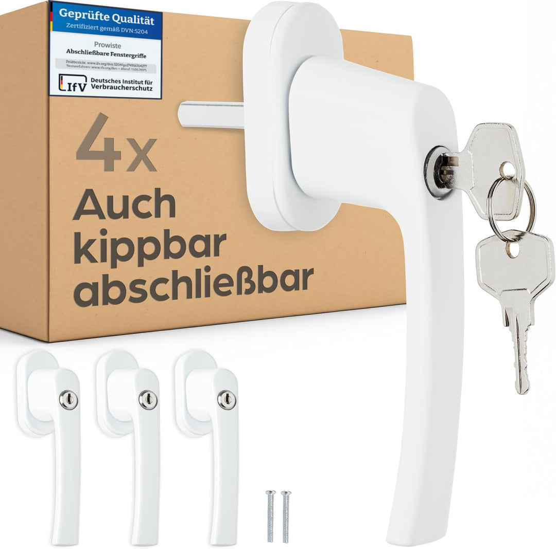 4 Abschliessbare Fenstergriffe Weiss - 𝗞𝗶𝗻𝗱𝗲𝗿𝘀𝗶𝗰𝗵𝗲𝗿 - Einfache Montage - Mit 8 universalen Schlüssel