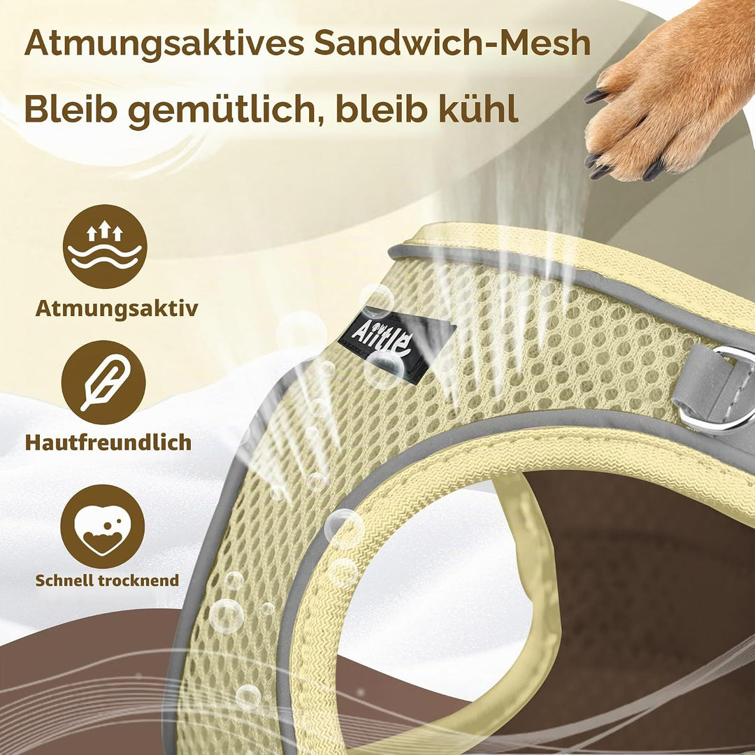 AIITLE No Pull Hundegeschirr, Step in einstellbares Hundegeschirr mit gepolsterter Weste, Hundeleine