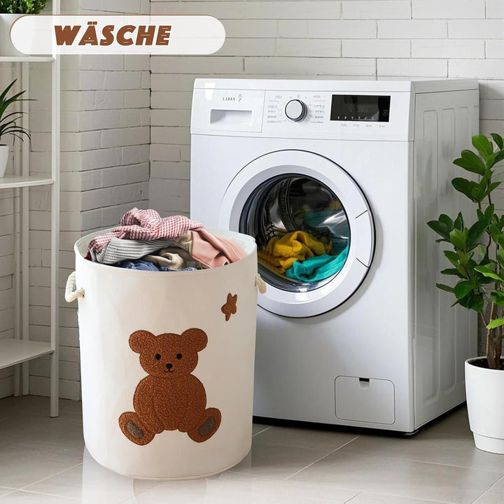 Wäschekorb Gross Rund Wäschesammler mit Henkel 58L Wäschekorb Kinderzimmer Spielzeug Aufbewahrungsko